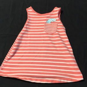 8/15 coral & white striped sleeveless dress